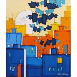 Salman Farooqi, 30 x 36 Inch, Acrylic on Canvas, Cityscape Painting, AC-SF-519